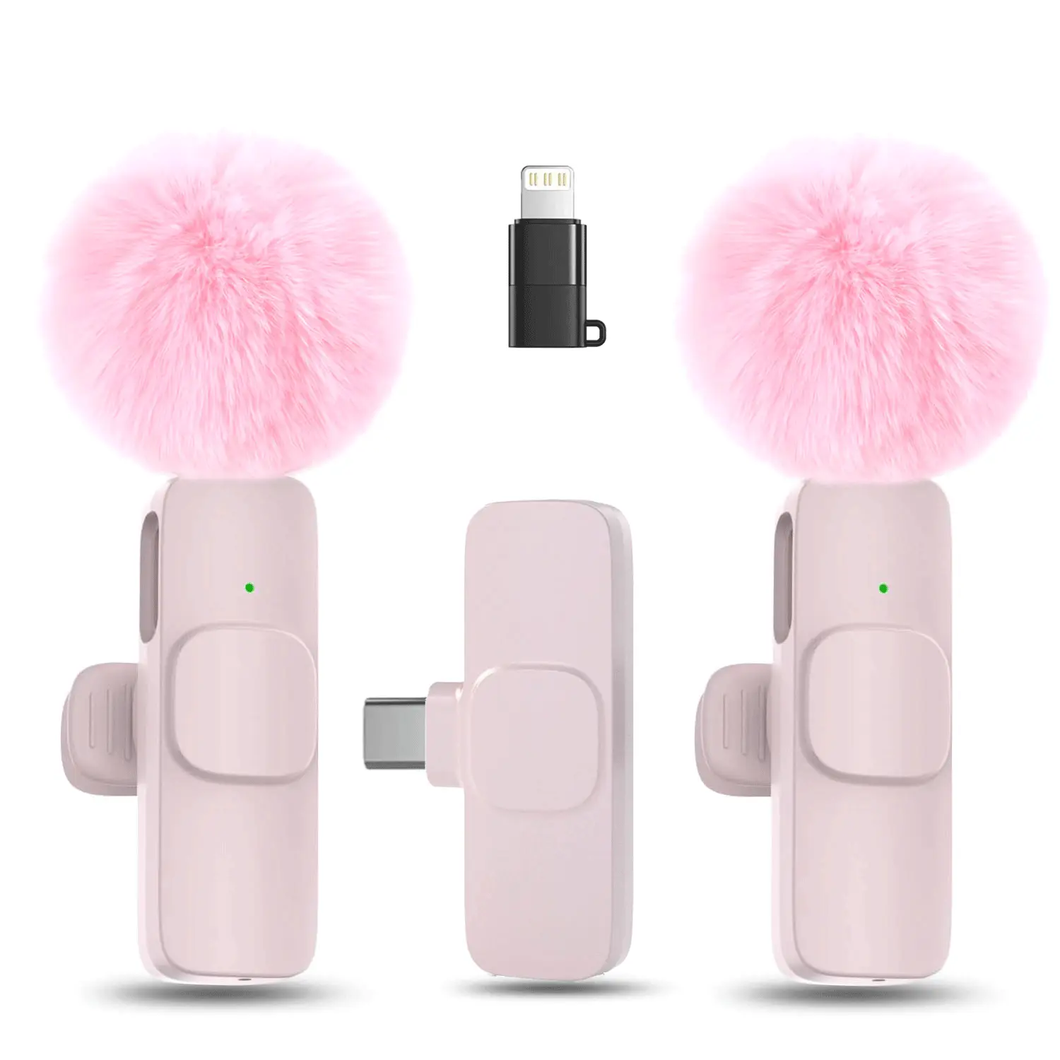 Hitozon 2-Pack Chargeable Wireless Lapel Mic with Noise Reduction, Mute/Record Function, Plug-and-Play Vlogging Equipment for iPhone, iPad, Android Phone, Smartphone Audio Recording (USB-C)