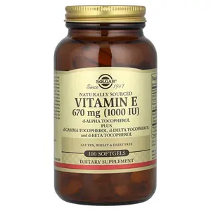 Solgar Vitamin E, d-Alpha Tocopherol Plus d-Gamma Tocopherol, d-Delta Tocopherol and d-Beta Tocopherol, 100 Softgels