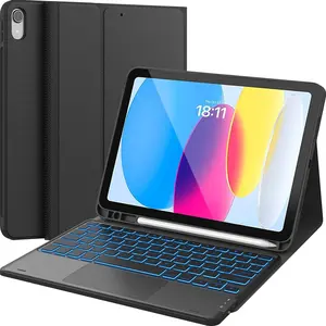 for iPad 10th Generation Case with Keyboard, 7 Color Backlight, Multi-Touch Trackpad, Flip Stand Case with Pencil Holder, 2 Wireless Channels for iPad (A16) 11th/10th Gen (2025/2022), Black(There is no iPad inside.)