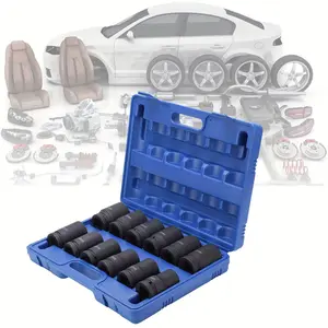 Socket 12pcs 1 Inch Deep Impact Sockets Set Full 12pcs Set 24-41mm Drive Deep Impact Socket Set, Chrome Vanadium Steel With Iron Storage CaseHeavy Duty Impact Socket Set For Home, Auto Repair Or Other Mechanical Tasks-Hot 2024