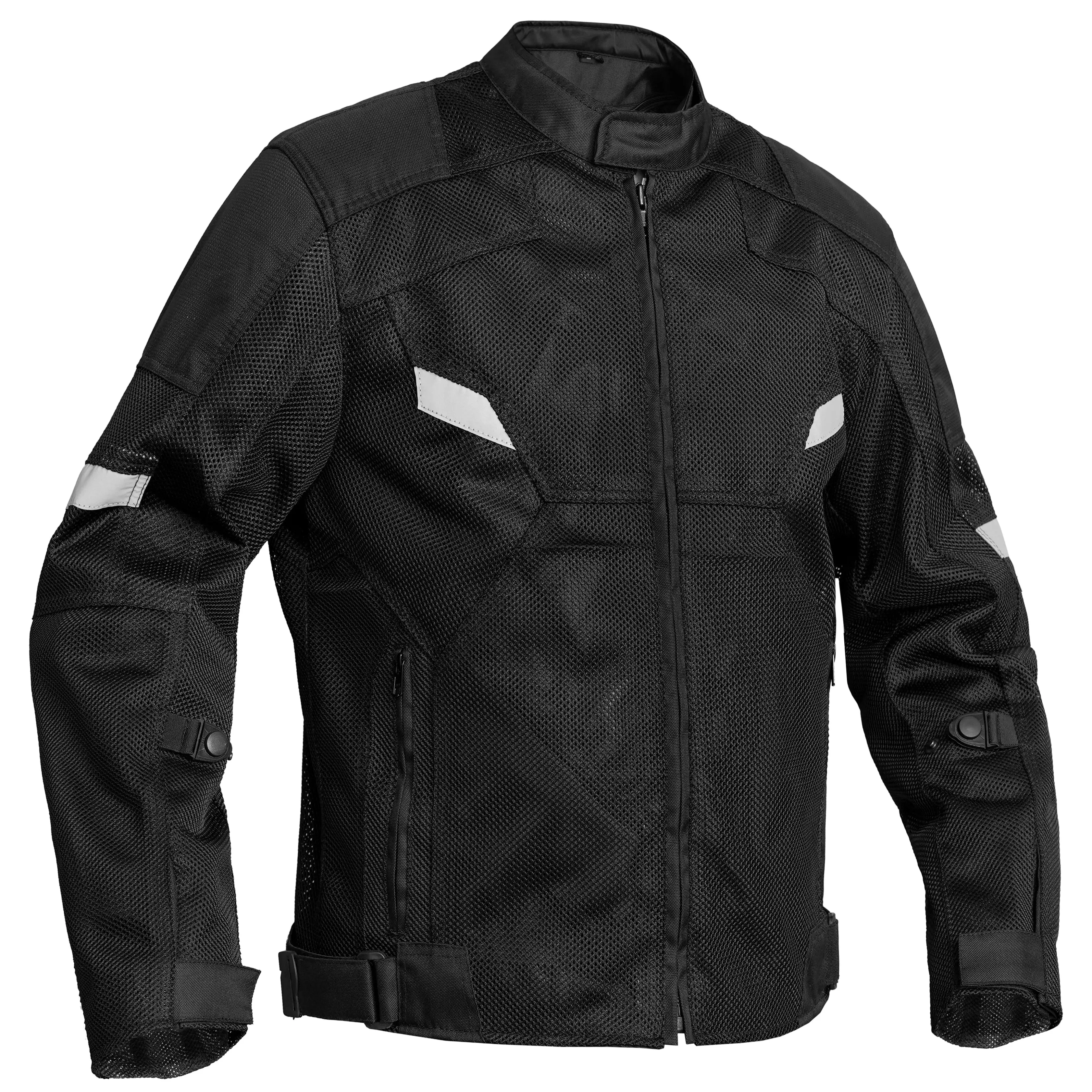 RENEGADE CLASSICS Dynamic™ Men's Long Sleeve Mesh Motorcycle Jacket - Breathable, Stretch, Zippered, Reflective, Pocket-Equipped Coat (Black), Thermal