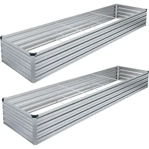 2 count 12x4x1FT Galvanized Raised Garden Bed-Outdoor Planter Box for Vegetables-Metal Garden Bed,RRectangle Planting Box for ,Flower