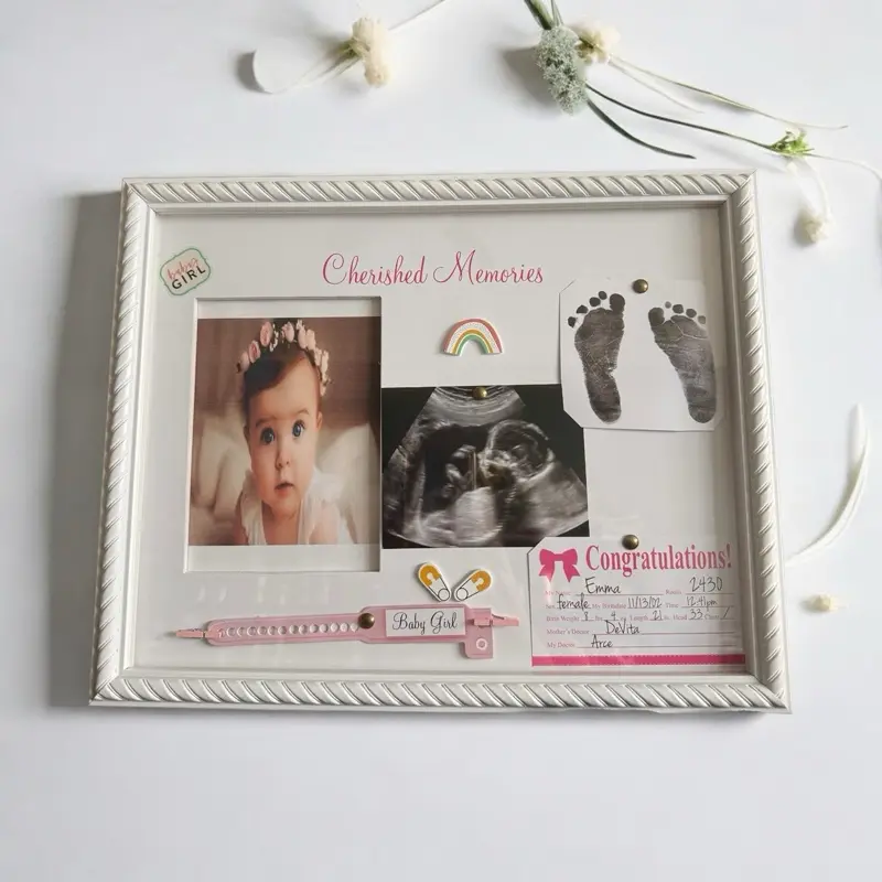 Customizable Square Baby Birth Certificate Photo Frame - Personalize It, Indoor Room Decor, Newborn Keepsake for Cherished Memories (No Redundant Home Supplies Label)