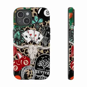 Western Leopard Phone Case, Cherries Skull Horseshoe Vinyl Treaty Oak Revival With Country Rock Vibes, Play Now Aesthetic Gift, iPhone 17 16 15 14 13 12 11 Pro Max Plus, Galaxy S26 S24 S23 S22 Ultra