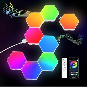 6 Pack Hexagon Light Panels with Music Sync RGB, APP & Remote Control for Home Decor, Living Room, Bedroom, Gaming Room, Kids, Adults