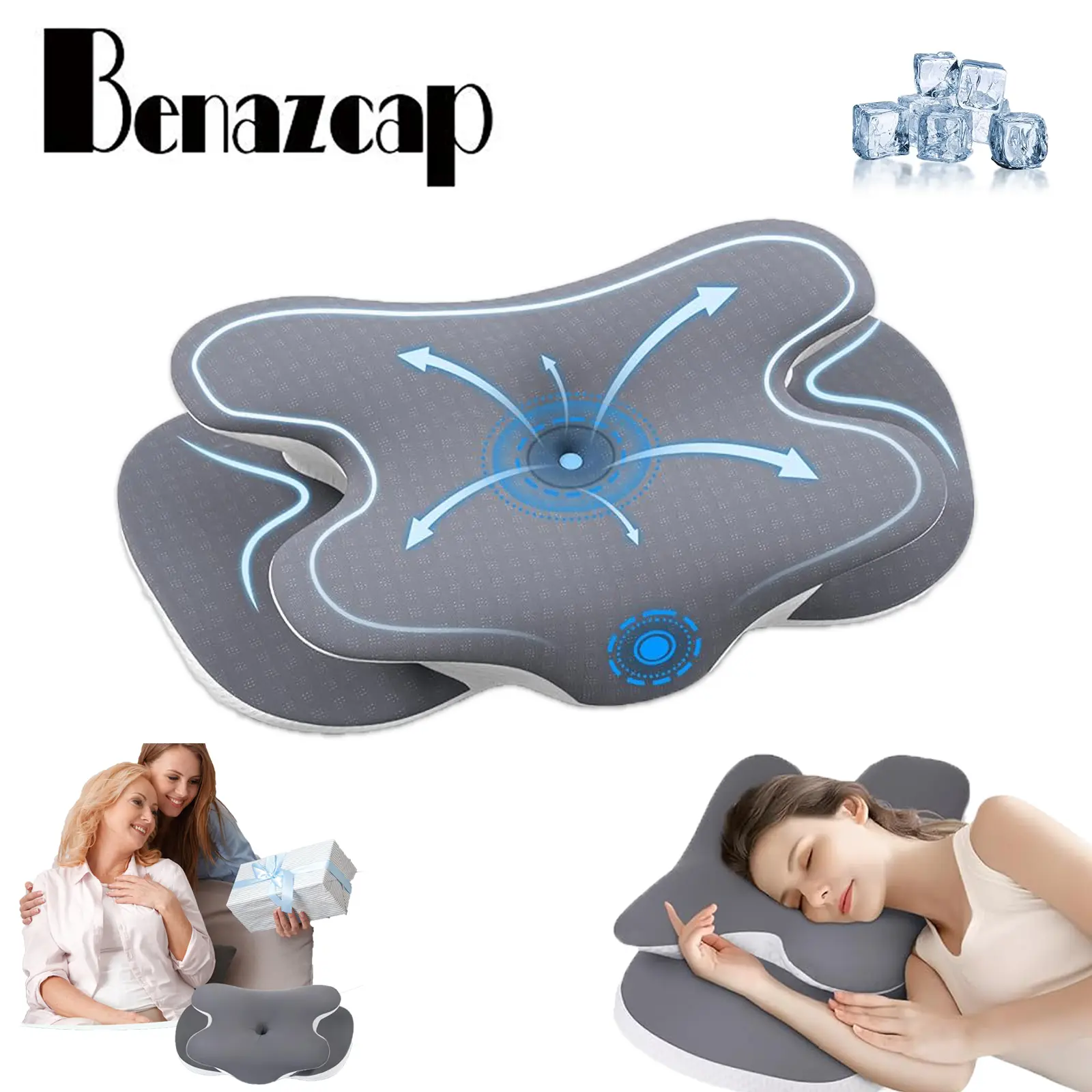 【Summerwins】Benazcap Cooling Silk Cervical Neck Pillow, Adjustable Memory Foam Ergonomic Support, Breathable Pillow with Cervical Support for Side, Back and Stomach Sleepers