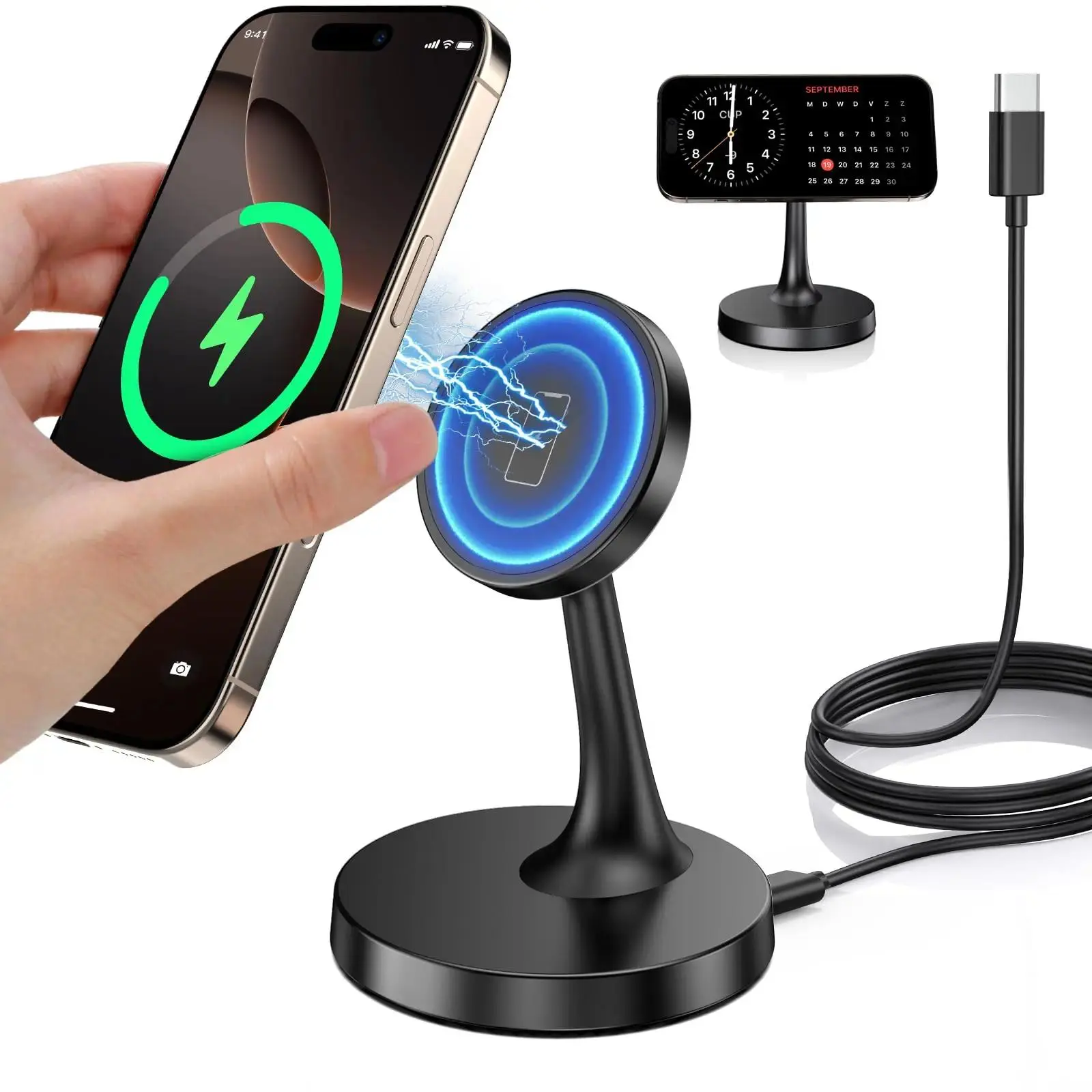 15W Magnetic MagSafe Charger Stand | Fast Wireless Charging | iPhone 17–12 Compatible & AirPods 15W Magnetic MagSafe Charger Stand | Fast Wireless Charging | iPhone 17–12 Compatible & AirPods