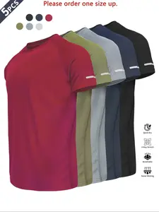 Reflective Sportswear T-Shirt, Breathable Quick-Dry Short Sleeve Crew Neck, Lightweight Men's Athletic Tee, Ideal for Outdoor Activities, Gym Tees