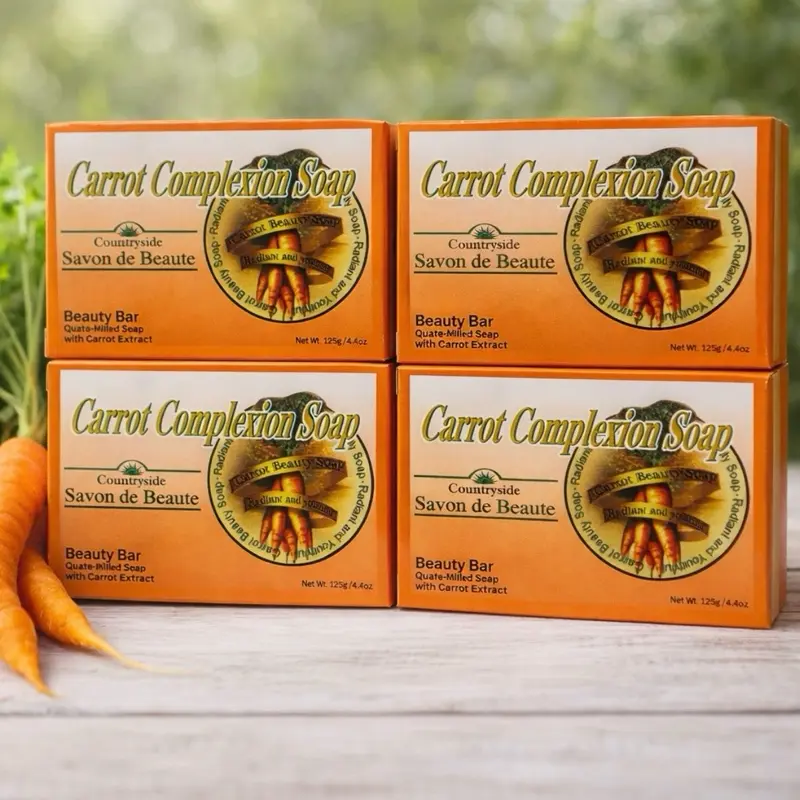 Carrot Complexion Soap Bars Multi-Pack, 4 Pcs 125g Each (Total 500g) Body Care Products, Soap Bar Body Care Sets with Skin Repair Cleanser