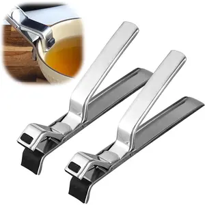 2 count Stainless Steel Hot Plate Gripper Clips - Multi-Purpose Hot Bowl Dish Plate Gripper Clips Tongs Clamp Holder for Oven, Air Fryer, Steamer, Pots & Bowls, Non-Slip Design