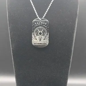 Unisex Taurus Double-Sided Pendant Necklace, Daily Wear