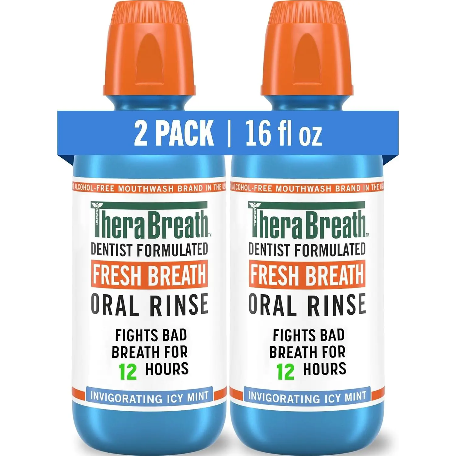 Fresh Breath Mouthwash Alcohol Free Icy Mint Flavor 16 Fl Oz 2 Pack Daily Oral Care for Fresh Breath