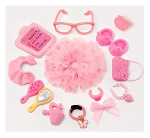 14 Pc Mini Everything for Pet Dolls - Chair, Outfits, Hats, Shoes. Adorable for MIni Pet Shop Animal Toy Figures, Calico Critters, Kids Collection. Must Have!(B60)