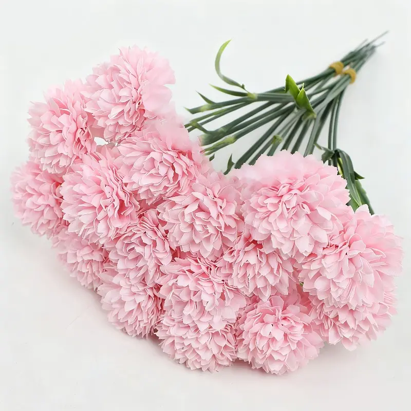 18pcs Artificial Chrysanthemum Flowers, Artificial Bouquets, Artificial Flower Set, Realistic Fake Flowers with Green Foliage, Fake Flowers in White, Red, Pink, Durable Plastic Floral Arrangements, Floral Decor for Home, Wedding, Party, Christmas