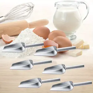 6 Pack 6 Ounce Small Stainless Steel Ice Scoop Metal Mini Candy Little Sugar Cream Scoop for Home Kitchen Food Jars Coffee Beans Bar Buffet