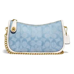 Coach Swinger 20 Chambray Classic Monogram Chain Crossbody Bag in Blue for Women