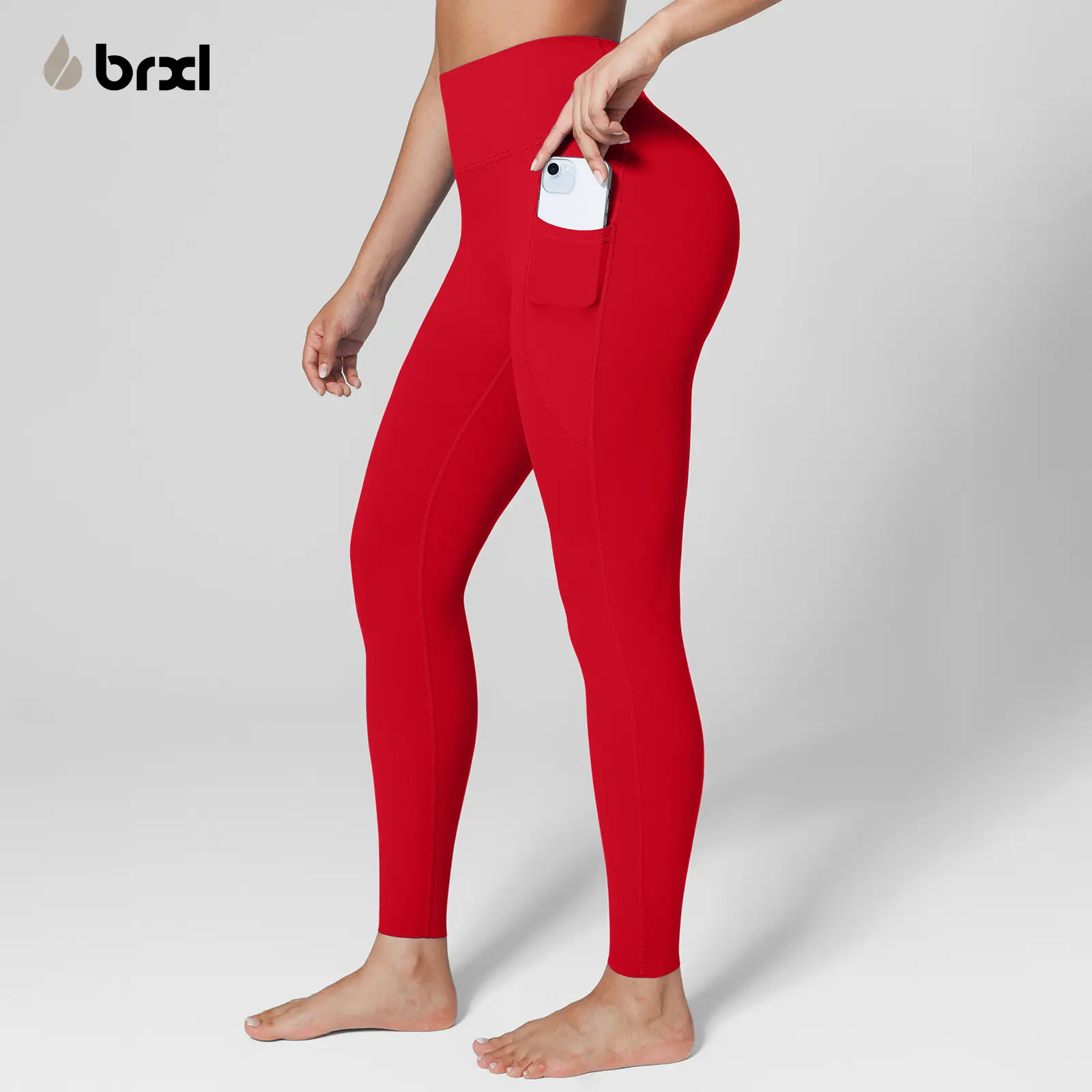 BRXL Women's High-Waisted Biker Shorts, Buttery Soft No Front Seam Athletic Fabric with Pockets - Butt Lifting, UPF50+ Gym Wear for Volleyball & Womens Fitness, Volley Ball, Athletic Stretch Women's Sports Leggings, Nylon Blend, Activewear, Stay‑Put Waist