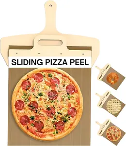 Bamugoo Sliding Pizza Peel, Sliding Magic Pizza Peel Slider Transfer, Pizza Padd Kitchen Pasta Smooth Utensils Detachable Handles Oven