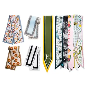 10 pieces fashion hair ribbon scarf set, small scarves short scarves, fashion ribbon scarf for hair skinny scarves handbag handle scarf, purse scarf for women