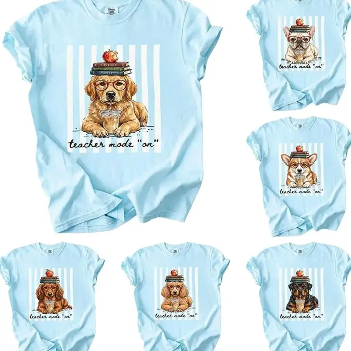 Comfort Colors Chambray 20+ Teacher Mode On Shirt, Cute Golden Retriever and more, Teacher Shirt, Dog Lover Teacher Tee, Back to School Shirt, Librarian Gift, Teacher Appreciation Shirttion Gift, Librarian Shirt, Dog Lover Gift