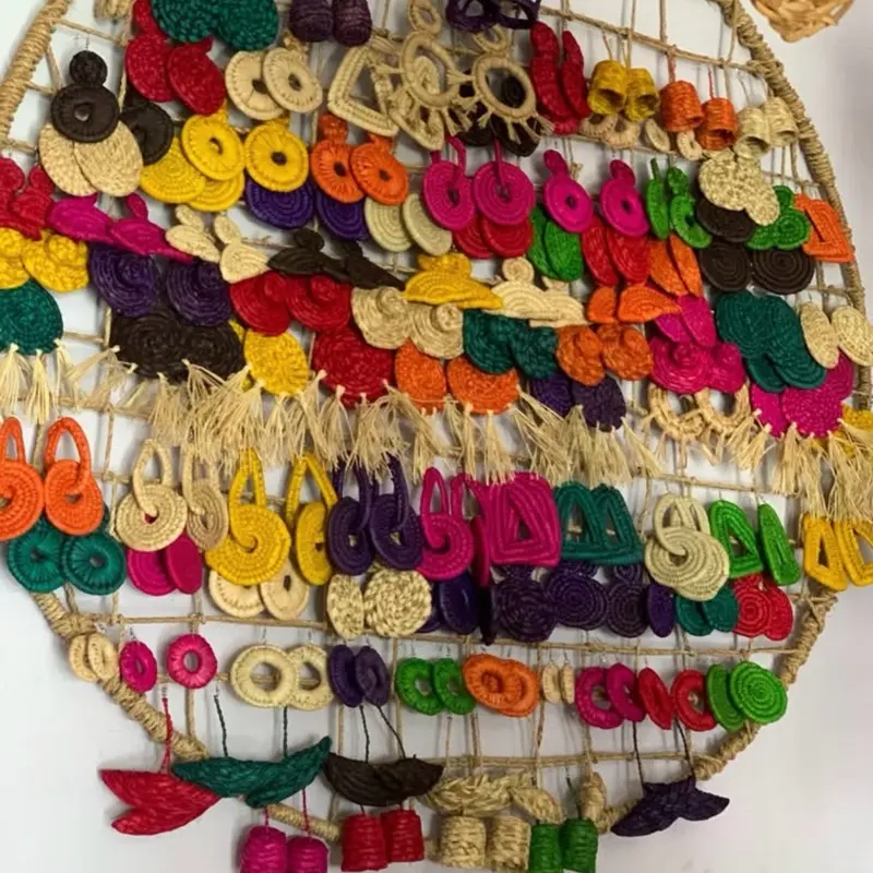 39/  RANDOMLY SELECTED 3PAIRS: Handmade Oversize Raffia Leaves Earrings Naturally Colored 3 Different Pairs Randomly Selected. Created to Elevate  Fashion Taste and Celebrate Afro Heritage.