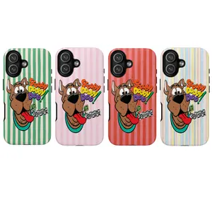 Scooby Doo Phone Case, Retro Cartoon Dog Phone Cover for IP 17 16 15 14 13 12 11 Pro Max Plus Air, Stripe Design Phone Case For Girls