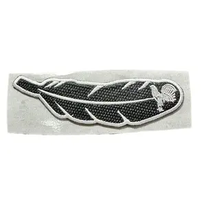 Black and White Rooster Feather Embroidered Hat Patch