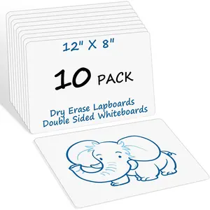10 Packs of Small Double-Sided Dry-Erase Blank Whiteboards (Writable & Erasable) for Office Home Classroom Math & Drawing (12” x 8”)