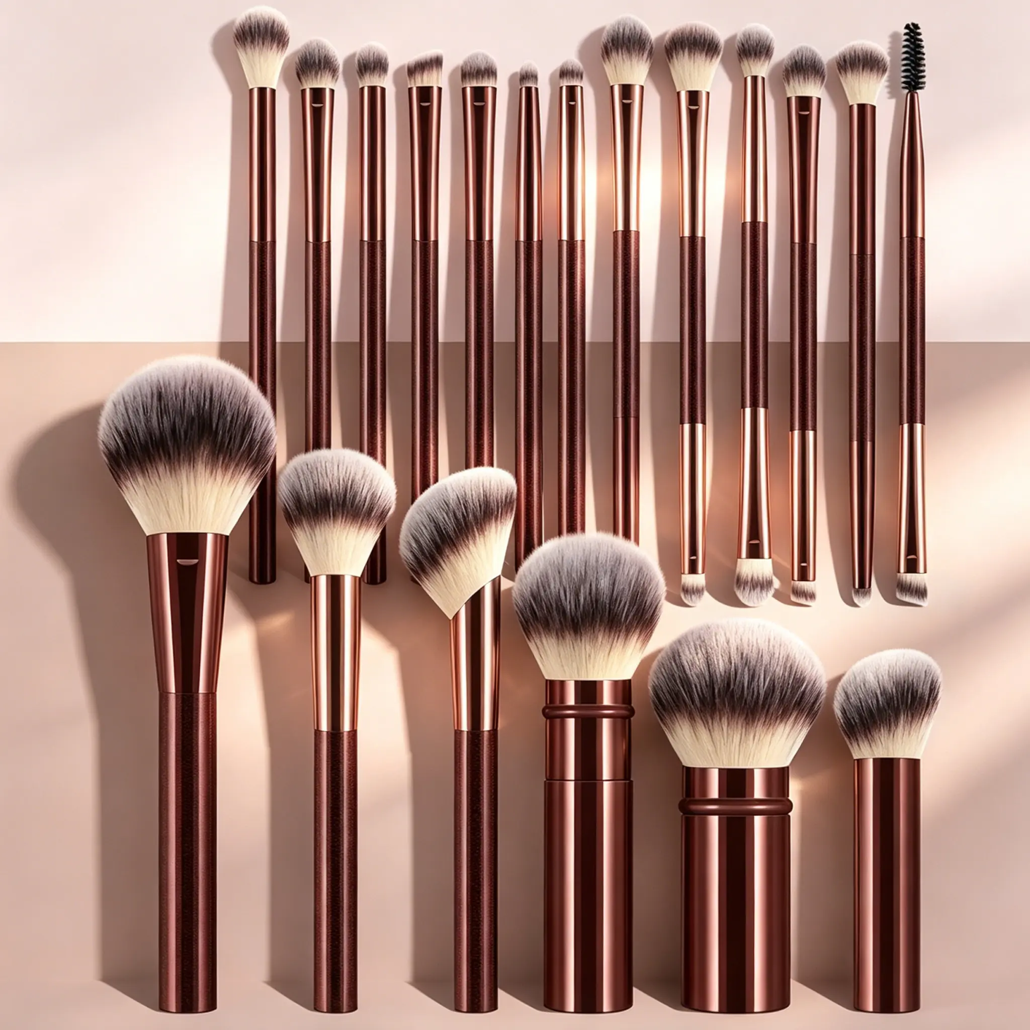 Retractable 19-Piece Makeup Brush Set, Dual-Head Eye & Face Tools for a Precise Blend, Professional Portable Cosmetic Kit for Travel, Wipe Clean, Man-Made Fiber, Multiple Uses, Cosmetics Brush, Dual Ended Brush