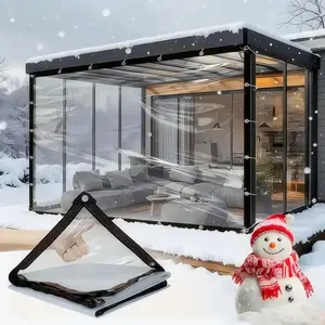 Heavy-Duty Clear Waterproof Tarp with Grommets, Durable Transparent Cover, Rainproof Snowproof Insect-Resistant, for Outdoor Garden Patio Greenhouse Camping Chicken Coop