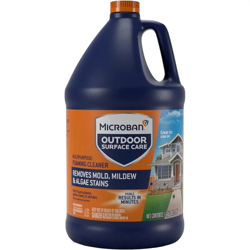 Microban Outdoor Surface Care Cleaner 1 Gal - Foaming Action for Siding, Decks, Fences, and More - Effective Mold, Mildew & Algae Removal
