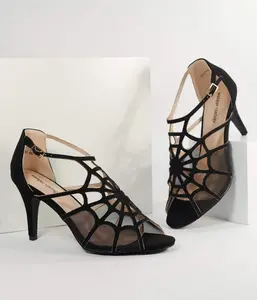 Unique Vintage Black Spider Web Heels