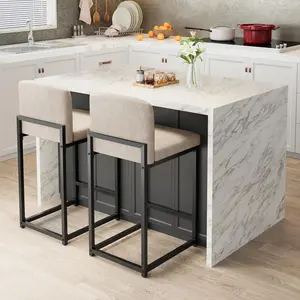 Set of 2 Counter Height Bar Stools – 24.8" PU Leather with Back – Modern Upholstered Island Chairs with Metal Legs – Perfect for Kitchen Island, Bar or Counter! 2,summervibes