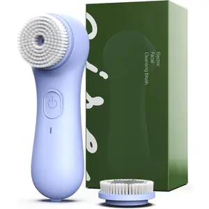 Electric Facial Cleansing Brush - Rechargeable Waterproof Plastic Exfoliator for Women & Men, 2 Brush Heads, 3 Speeds, Auto-Timer for Daily Deep Pore Cleansing & Gentle Exfoliation, Ideal Mother's Day Gift