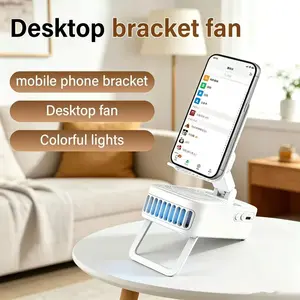 5-In-1 Wireless Bluetooth-compatible Speaker with Fan, Charging 3000mah USB Charger, Mobile Smartphone Tablet Stand, Color-Changing Ambient Light, Multi-Functional Audio Device, Cellphone
