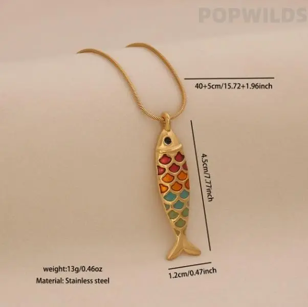 3D Dynamic Fish Pendant Necklace - Premium Stainless Steel Coastal Girl Cool Cable Chain, Unique Personalized Vivid Craft, Durable Stylish Elegant Daily Wear Animal Charm Attachment Jewelry for Key Occasions, Cool Necklaces, Animal Charms Necklaces