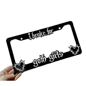 I Brake For Goth Girls License Plate Frame Cover License Plate Frame Cover Decoration