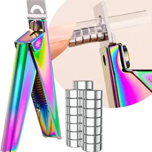 Acrylic False Nail Clippers with Magnets,Nail Cutters for Nail Tips,Nail Tip Cutter with Length Measurement, Acrylic Nail Cutter with Sizer Magnets, Manicure Tool for Salon Home Nail Art, Nail Art Tools