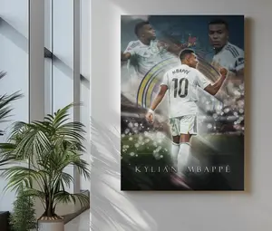 Kylian Mbappe Poster: Real Madrid Football Art, Soccer Poster