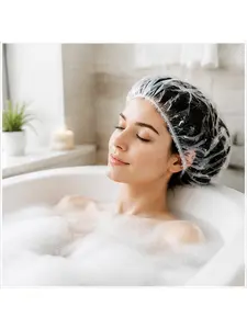 100-pack of disposable shower caps, individually packaged, plastic transparent hair caps, large size, thickened and waterproof, specifically for women, essential travel accessory