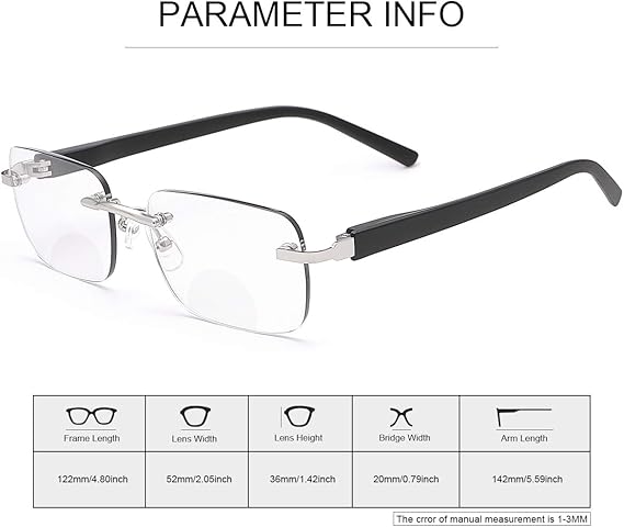 Auto-Adjusting HD Reading Glasses-Spring Hinge Rimless Sunglasses Computer Anti Blue Light UV Ray Filter Eyeglasses