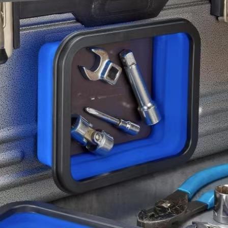 Square silicone foldable magnetic parts tray — strong magnet version; hardware tool parts box; silicone tool tray