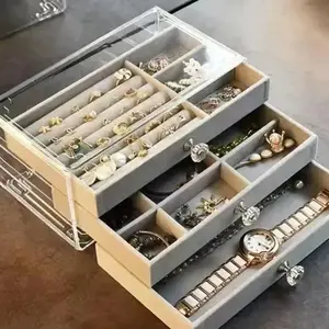 Jewelry Storage Box, 1 Count Multi Layer Jewelry Organizer, Divided Compartments Jewelry Display Box, Jewelry Boxes, Home Organizer for Earrings, Rings, Bracelets and Necklaces, Jewelry Cabinet