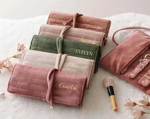 Personalized Velvet Jewelry Roll, Monogram Travel Jewelry Organizer, Bridesmaid Proposal Gift, Lockable Storage Boxes