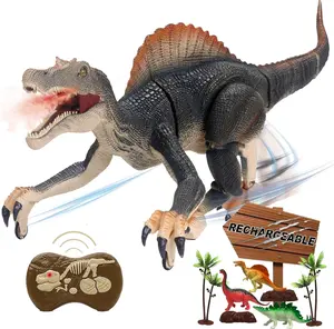 Remote Control Dinosaur Toys for Boys Electronic RC Spray Raptor Toy 2.4Ghz LED Lightup Walking Roaring Jurassic Spinosaurus Dino Rechargeable Birthday Gift for Kids 3 4 5 6 7 8 Years Old