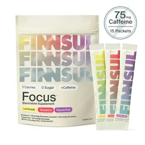 FINNSUL FOCUS Caff Electrolyte Drink Mix Cognizin, Magnesium, Biotin, Vitamin B for Energy, Hydration & Mental Clarity — Supports Memory, Concentration  — Sugar Free, Low Calorie (15 Packets)