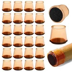 Chair Leg Floor Protectors - Anti-Slip Rubber Covers  Brown Silicone  24 Pack | Anti-Scratch & Noise Reduction ,Chair & Stool Leg Floor Protectors - Durable Eco-Friendly  for Hardwood Floor