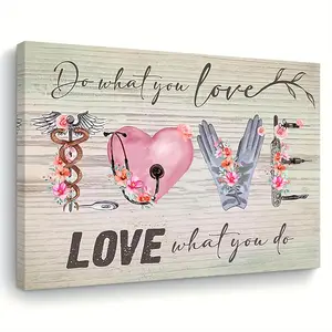 1pc Large Medical Theme Nurse Doctor Love Story Painting - 28x40 Inch  Framed Canvas , Classic Hospital Decor for, Office, Bedroom - Ready-to-Hang for home & Healthcare Facilities	