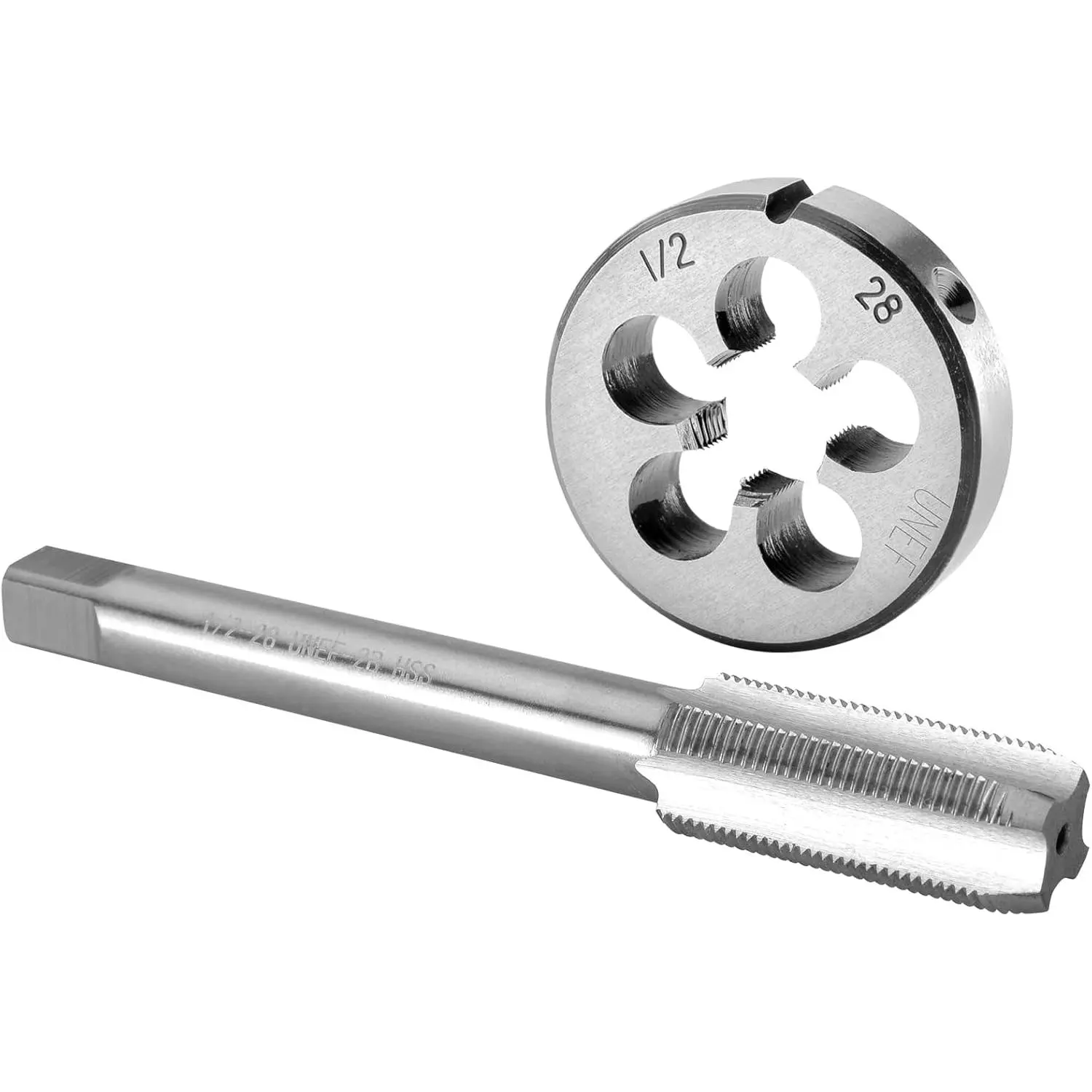 HSS Machine Thread Tap Set - 1/2"-28 UNEF Right Hand, Class 2B Accuracy Hardware Tool for Construction, Cast Iron Work, HSS Steel Build, Tools and Gadgets Category