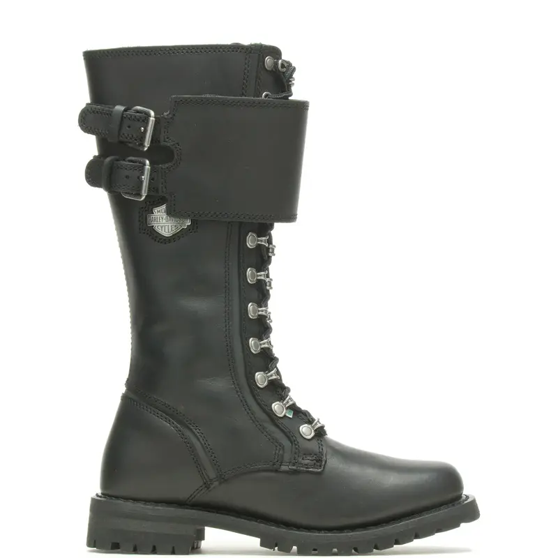 Harley-Davidson Grimes 12" Lace D87205 Womens Black Leather Motorcycle Boots